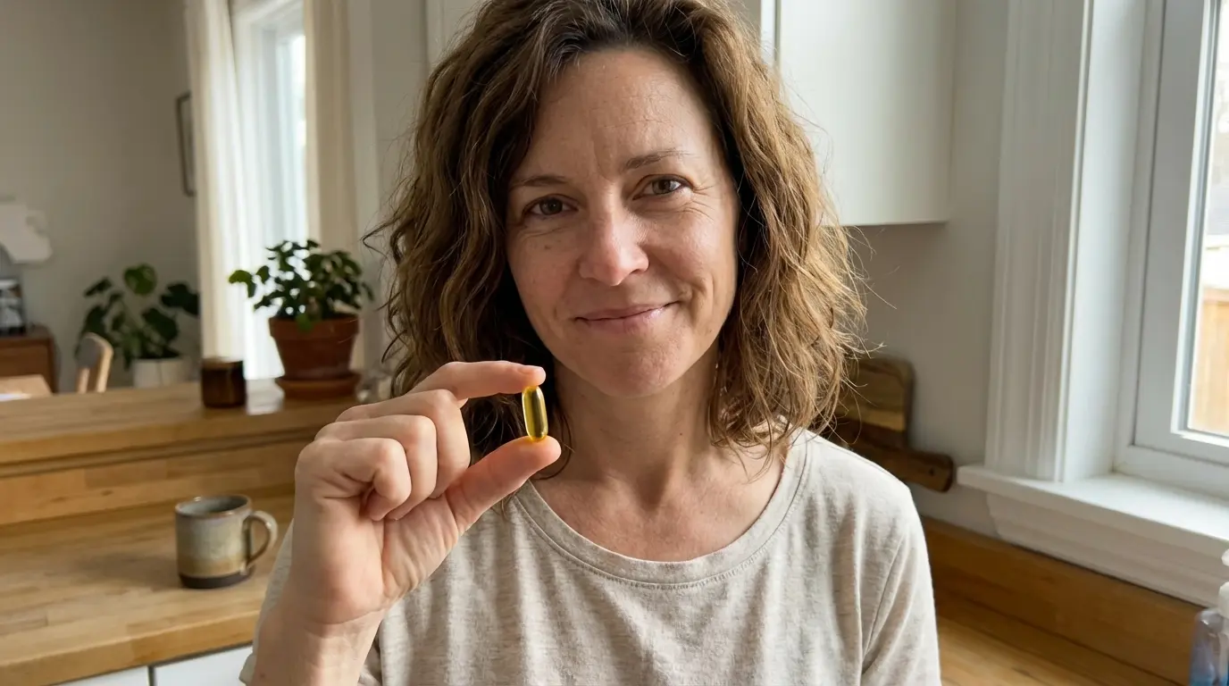 Happy woman with Athera supplement